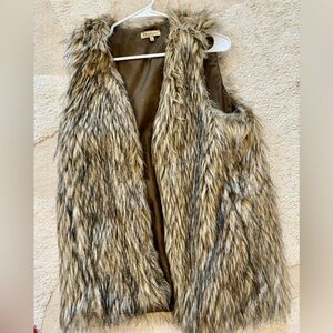 Democracy Faux Fur Vest in Brown